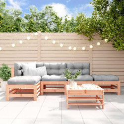6 Pcs conjunto lounge de jardim madeira de douglas maciça