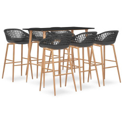 7 Pcs conjunto de bar preto e cinzento