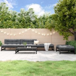 5 Pcs conjunto lounge de jardim madeira de pinho maciça preto
