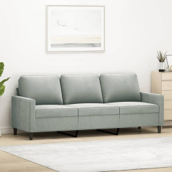 Sofá de 3 lugares 180 cm veludo cinzento-claro