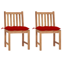 Cadeiras de jardim c/ almofadões 2 pcs madeira de teca maciça