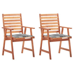 Cadeiras de jantar p/ jardim 2 pcs c/ almofadões acácia maciça