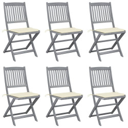 Cadeiras exterior dobráveis c/ almofadões 6 pcs acácia maciça