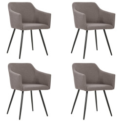 Cadeiras de jantar 4 pcs tecido cinzento-acastanhado