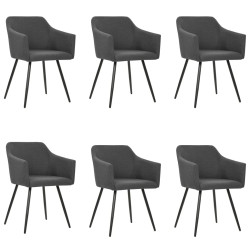 Cadeiras de jantar 6 pcs tecido cinzento-escuro