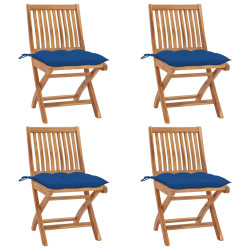 Cadeiras de jardim dobráveis c/ almofadões 4 pcs teca maciça