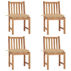 Cadeiras de jardim c/ almofadões 4 pcs madeira de teca maciça