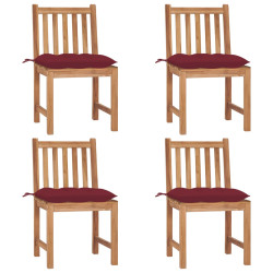 Cadeiras de jardim c/ almofadões 4 pcs madeira de teca maciça