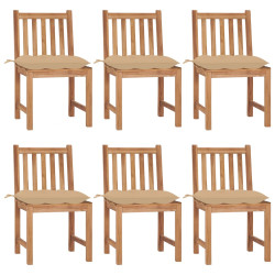 Cadeiras de jardim 6 pcs c/ almofadões madeira de teca maciça