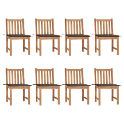 Cadeiras de jardim 8 pcs c/ almofadões madeira de teca maciça