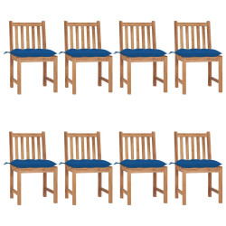 Cadeiras de jardim 8 pcs c/ almofadões madeira de teca maciça