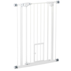 Barreira de Segurança para Cães Animais de Estimação 74-80cm para Escadas Portas e Corredores com Porta para Gatos Fechamento Au