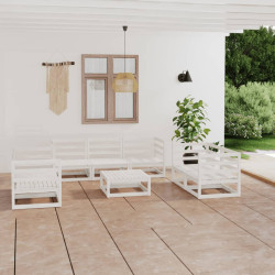 8 Pcs conjunto lounge de jardim pinho maciço branco