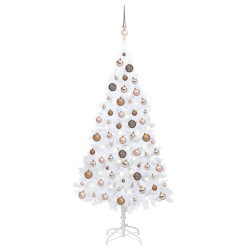 Árvore natal artificial pré-iluminada c/ bolas 150cm PVC branco