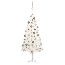 Árvore natal artificial pré-iluminada c/ bolas branco