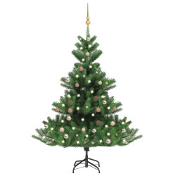 Árvore natal artificial leds/bolas 150cm abeto caucasiano verde