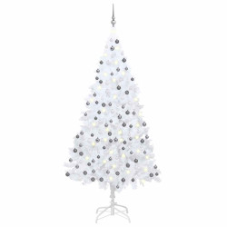 Árvore natal artificial pré-iluminada c/ bolas PVC branco