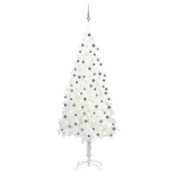 Árvore natal artificial pré-iluminada c/ bolas 210 cm branco