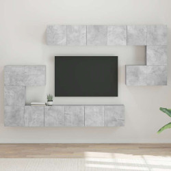 10 Pcs conjunto de móveis de TV derivados madeira cinza cimento