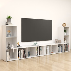 Móveis de TV 4 pcs 107x35x37 cm contraplacado branco