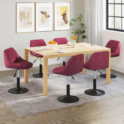 Cadeiras de jantar giratórias 6 pcs veludo vermelho tinto