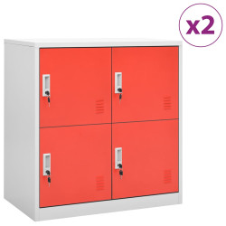 Cacifos 2 pcs 90x45x92,5 cm aço cinzento-claro e vermelho
