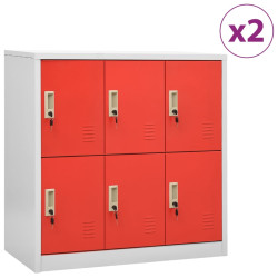 Cacifos 2 pcs 90x45x92,5 cm aço cinzento-claro e vermelho
