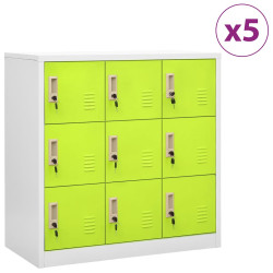 Cacifos 5 pcs 90x45x92,5 cm aço cinzento-claro e verde
