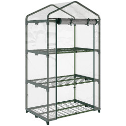 Estufa de Jardim com 3 Prateleiras Metálicas e Porta Enrolável Estufa de Varanda Exterior para Cultivo de Plantas Flores 69x49x1