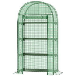 Estufa de Jardim com 4 Prateleiras Metálicas Porta Enrolável e Cobertura de PE Estufa de Varanda para Cultivo de Plantas Flores