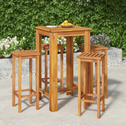 5 Pcs conjunto de bar para jardim madeira de acácia maciça