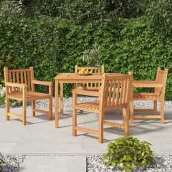 5 Pcs conjunto de jantar p/ jardim madeira de teca maciça