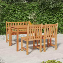 4 Pcs conjunto de jantar p/ jardim madeira de teca maciça