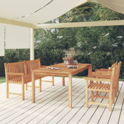 4 Pcs conjunto de jantar p/ jardim madeira de teca maciça