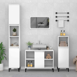 3 Pcs conjunto móveis casa de banho derivados de madeira branco