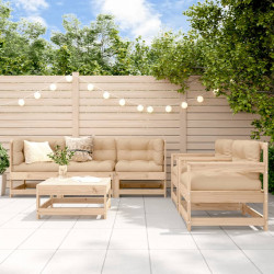 6 Pcs conjunto lounge jardim c/ almofadões madeira maciça