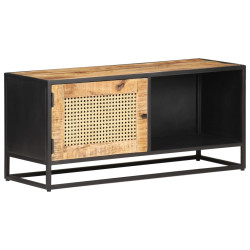 Móvel de TV 90x30x40 cm mangueira áspera maciça e palha natural