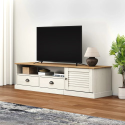 Móvel de TV vigo 156x40x40 cm madeira de pinho maciça branco