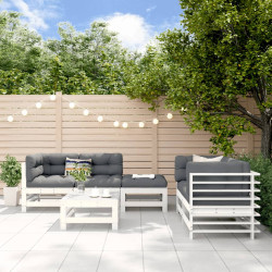 6 Pcs conjunto lounge de jardim pinho maciço branco