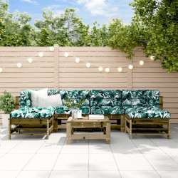 7 Pcs conjunto lounge de jardim madeira de pinho impregnada