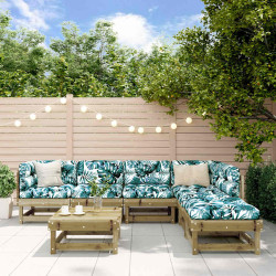 7 Pcs conjunto lounge de jardim madeira de pinho impregnada