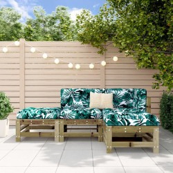 4 Pcs conjunto lounge de jardim madeira de pinho impregnada