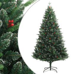 Árvore de natal artificial articulada c/ bagas vermelhas 180 cm