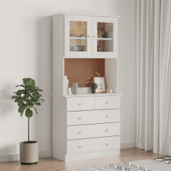 Aparador alto alta 77x35x165 cm madeira de pinho maciça branco