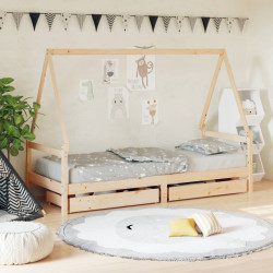 Estrutura de cama infantil c/ gavetas 90x190 cm pinho maciço
