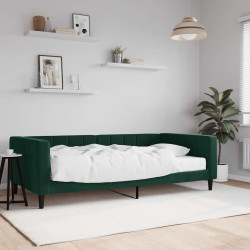 Sofá-cama com colchão 100x200 cm veludo verde-escuro