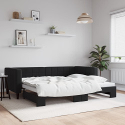 Sofá-cama com gavetão 90x200 cm veludo preto