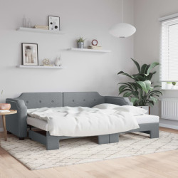 Sofá-cama com gavetão 100x200 cm tecido cinzento-claro