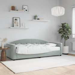 Sofá-cama com colchão 80x200 cm veludo cinzento-claro