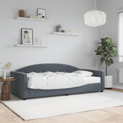 Sofá-cama com colchão 90x190 cm veludo cinzento-escuro